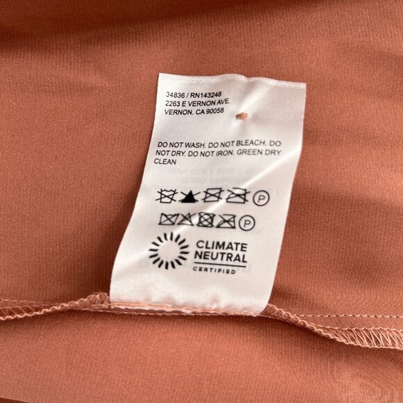 Reformation Silk Mini Dress Size M Rust Wrap Tie Waist Long Sleeve V-Neck - Picture 9 of 9